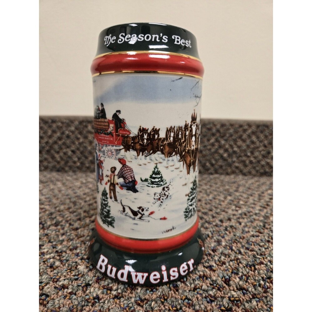 Budweiser Ceramic Mug – 1991 Holiday Clydesdale “Season’s Best” – Collectible